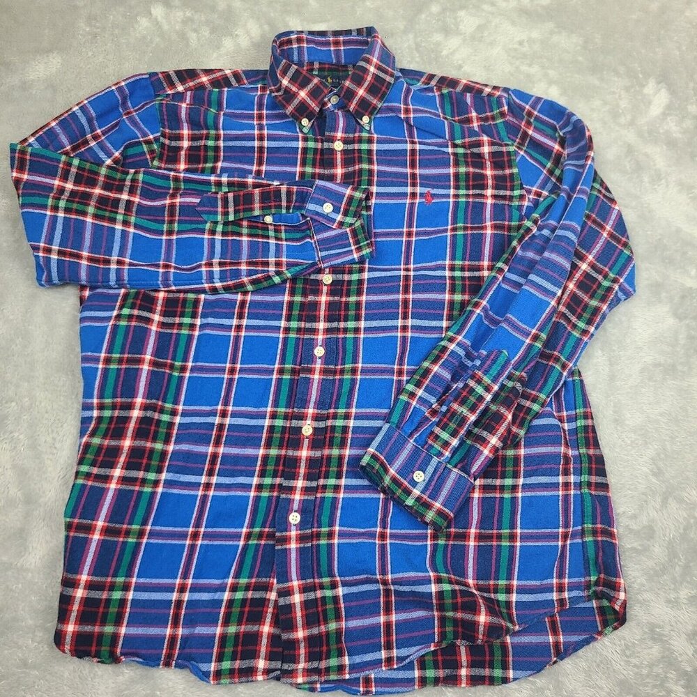 Ralph Lauren Men's Classic‎ Size Large Fit Performance FLANNEL Button-Down Shirt